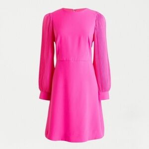 J Crew Pleated Sleeve Mini Dress
